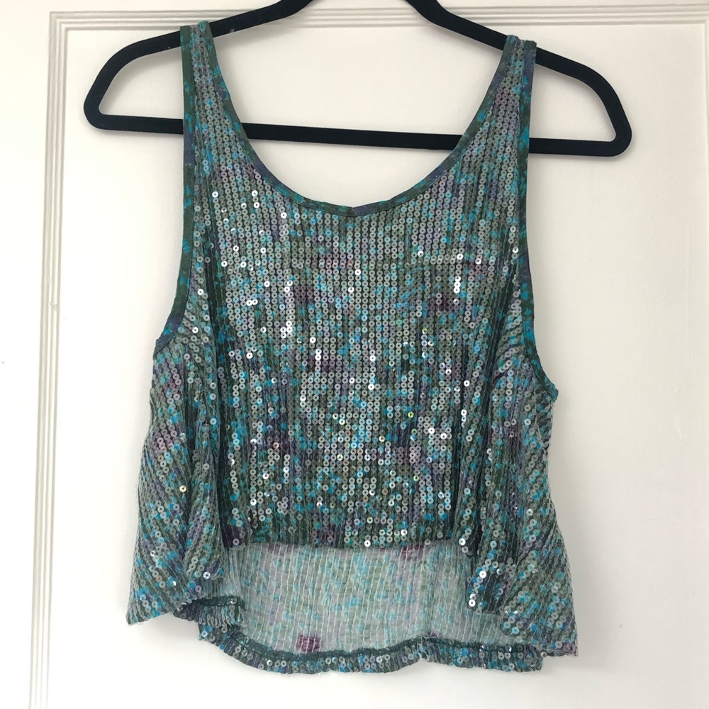 Free People Sequined Crop Top